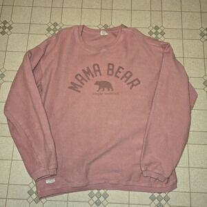 Simply Southern Ribbed Crewneck Pullover Sweater Pink Mama Bear Womens XL